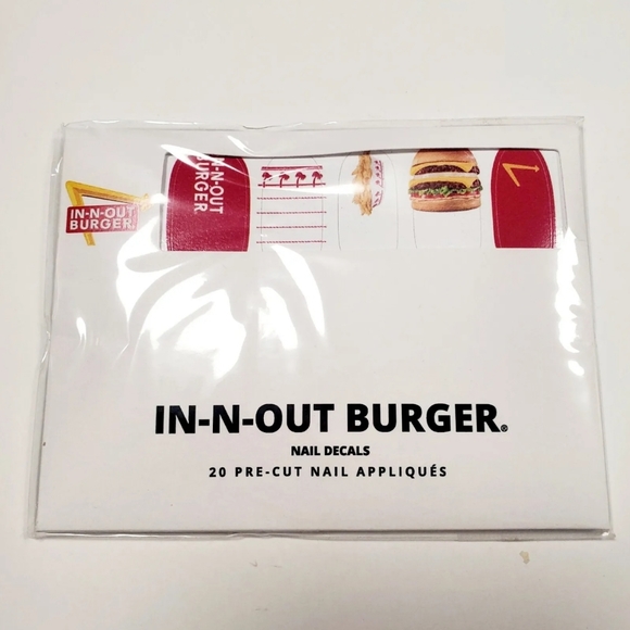 IN-N-OUT Burger Nail Decal Appliques With File 20 PreCut in Regular & Petite. - Picture 2 of 4